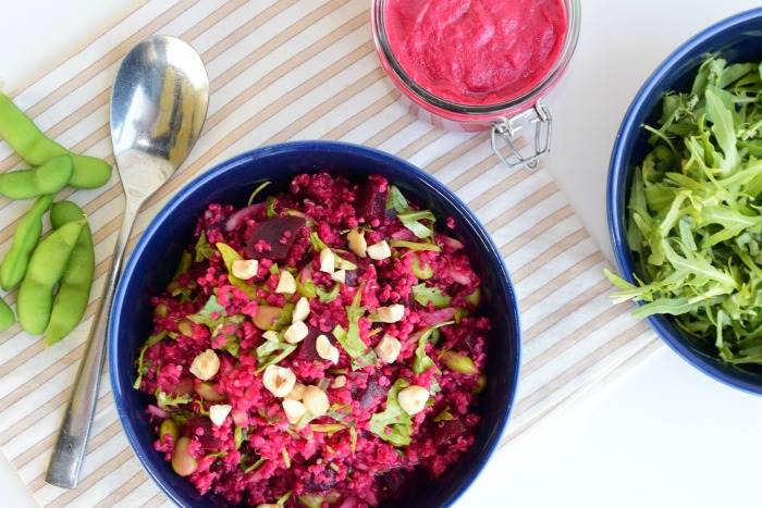 Beet Edamame Quinoa Salad