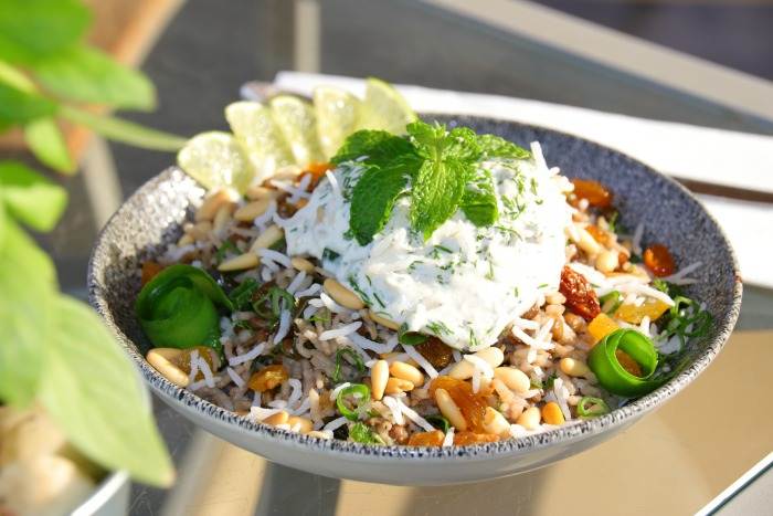 Greek Dolma Bowl with Tzatziki